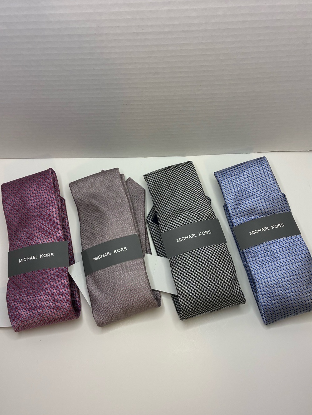 Michael Kors Mens Necktie Lot 4 NWT Silk Blend Designer Ties Purple Gray Blue